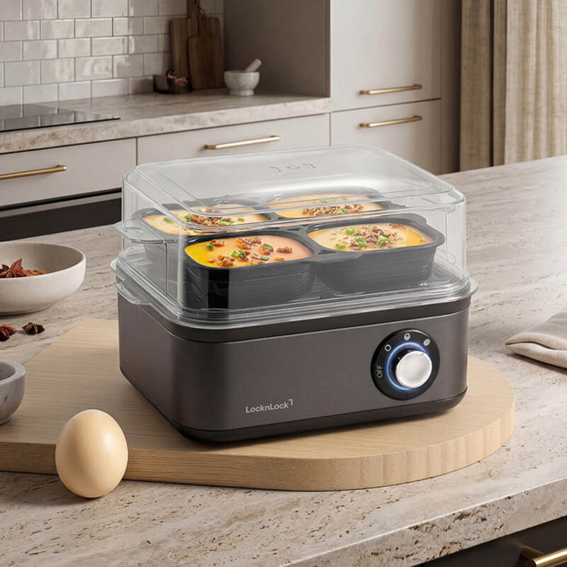 LocknLock Multi Egg Cooker 8 Eggs &ndash; 3 Doneness Levels, Auto Shut-off & Alarm - EJE212GRY, , large image number null